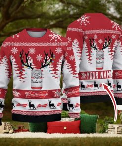 Personalized Name Budweiser Ugly Christmas Sweater Christmas Gift For Men And Women