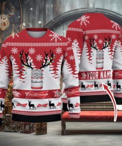 Personalized Name Budweiser Ugly Christmas Sweater Christmas Gift For Men And Women