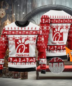 Personalized Name Chick fil A 3D All Over Printed Ugly Christmas Sweater Christmas Gift For Family