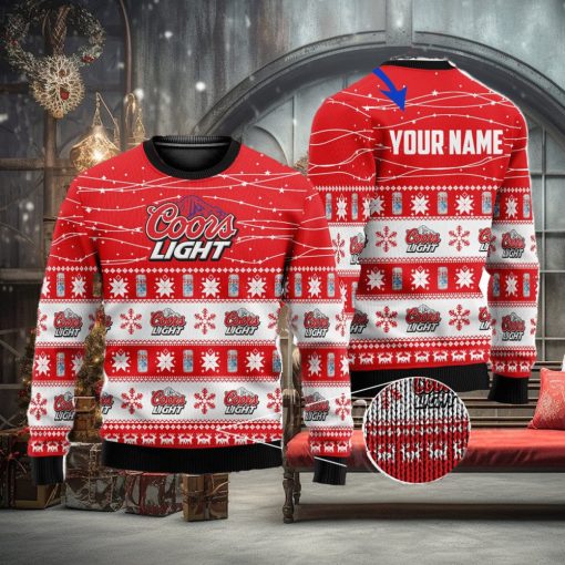 Personalized Name Coors Light Beer 3D All Over Printed Ugly Christmas Sweater Christmas Gift For Family