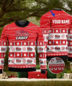 Personalized Name Coors Light Beer 3D All Over Printed Ugly Christmas Sweater Christmas Gift For Family