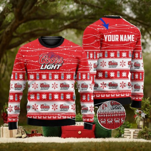Personalized Name Coors Light Beer 3D All Over Printed Ugly Christmas Sweater Christmas Gift For Family