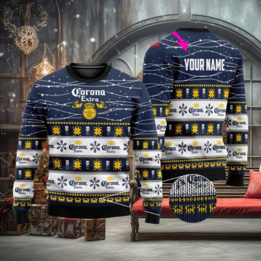 Personalized Name Corona Extra Beer 3D All Over Printed Ugly Christmas Sweater Christmas Gift For Family