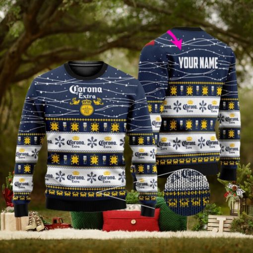 Personalized Name Corona Extra Beer 3D All Over Printed Ugly Christmas Sweater Christmas Gift For Family