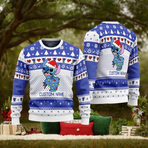 Personalized Name Cute Stitch Ugly Christmas Sweater Funny Christmas Gift