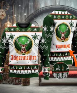 Personalized Name Jagermeister 3D All Over Printed Ugly Christmas Sweater Christmas Gift For Family