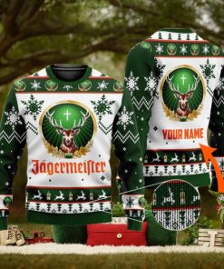 Personalized Name Jagermeister 3D All Over Printed Ugly Christmas Sweater Christmas Gift For Family