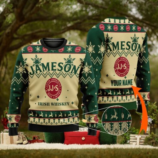 Personalized Name Jameson Whisky 3D All Over Printed Christmas Ugly Sweater Men And Women Gift