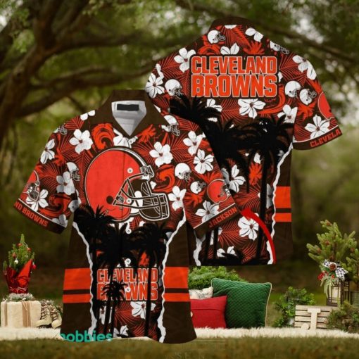 Personalized Name NFL Cleveland Browns Hawaii Shirt Palm Tree Aloha Shirt For Beach Lover