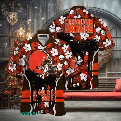 Personalized Name NFL Cleveland Browns Hawaii Shirt Palm Tree Aloha Shirt For Beach Lover