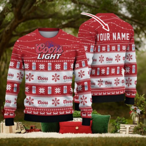 Personalized Name Twinkle Lights Coors Light Ugly Christmas Sweater Christmas Gift For Men And Women
