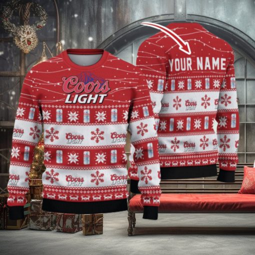 Personalized Name Twinkle Lights Coors Light Ugly Christmas Sweater Christmas Gift For Men And Women