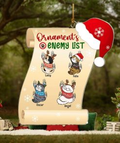 Personalized Naughty Cat Ornament, Enemy List Christmas Ornament, Gifts For Cat Moms, Cat Dads