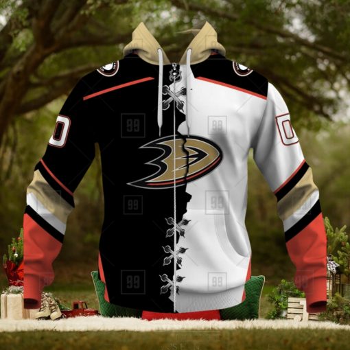 Personalized Nhl Anaheim Ducks Broken Mix Jersey Style Hoodie 3D