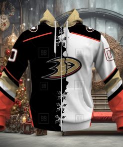 Personalized Nhl Anaheim Ducks Broken Mix Jersey Style Hoodie 3D