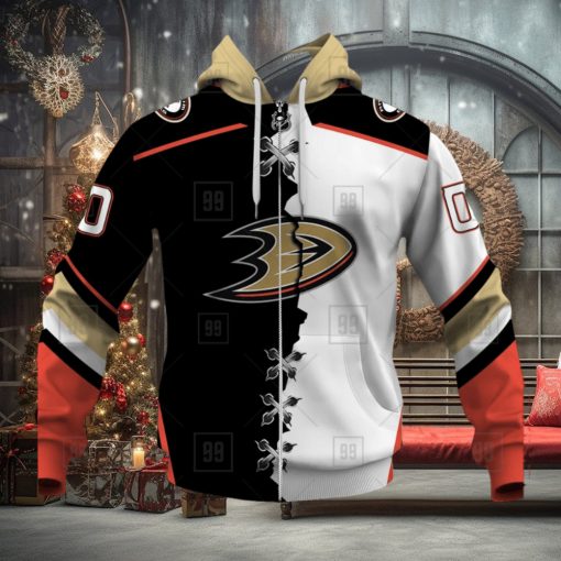 Personalized Nhl Anaheim Ducks Broken Mix Jersey Style Hoodie 3D