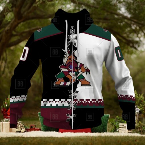 Personalized Nhl Arizona Coyotes Broken Mix Jersey Style Hoodie 3D