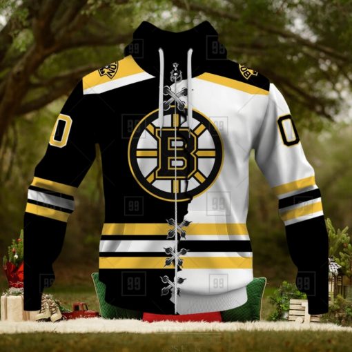 Personalized Nhl Boston Bruins Broken Mix Jersey Style Hoodie 3D