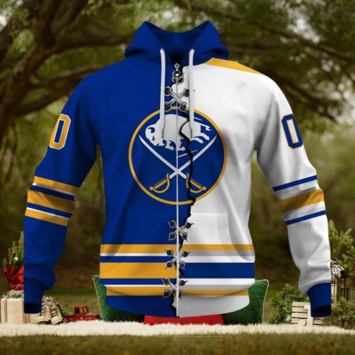 Personalized Nhl Buffalo Sabres Broken Mix Jersey Style Hoodie