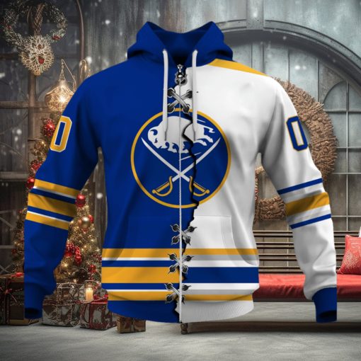 Personalized Nhl Buffalo Sabres Broken Mix Jersey Style Hoodie