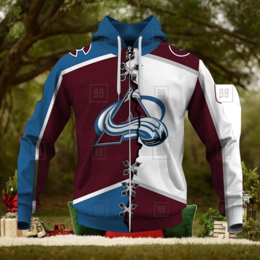 Personalized Nhl Colorado Avalanche Broken Mix Jersey Style Hoodie