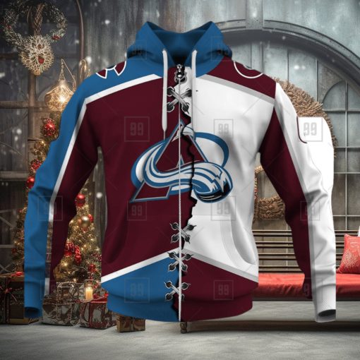 Personalized Nhl Colorado Avalanche Broken Mix Jersey Style Hoodie