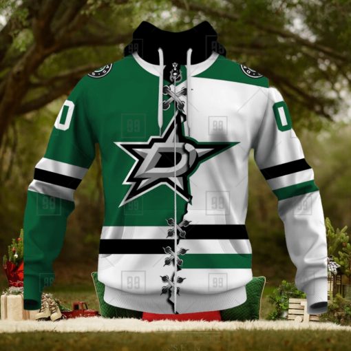 Personalized Nhl Dallas Stars Broken Mix Jersey Style Hoodie 3D