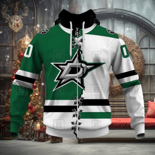 Personalized Nhl Dallas Stars Broken Mix Jersey Style Hoodie 3D