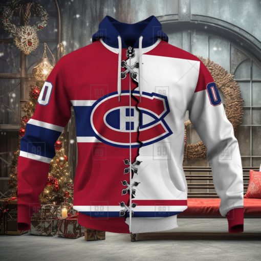 Personalized Nhl Montreal Canadiens Broken Mix Jersey Style Hoodie 3D