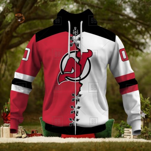 Personalized Nhl New Jersey Devils Broken Mix Jersey Style Hoodie 3D