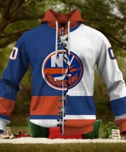 Personalized Nhl New York Islanders Broken Mix Jersey Style Hoodie 3D