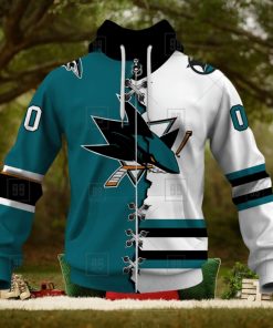 Personalized Nhl San Jose Sharks Broken Mix Jersey Style Hoodie