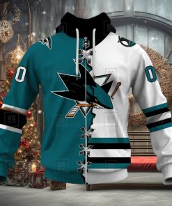 Personalized Nhl San Jose Sharks Broken Mix Jersey Style Hoodie