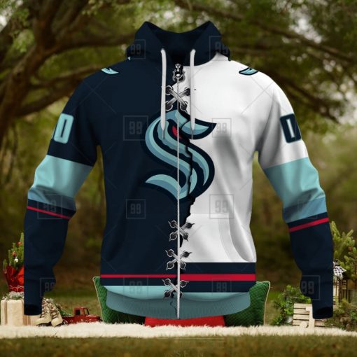 Personalized Nhl Seattle Kraken Broken Mix Jersey Style Hoodie 3D