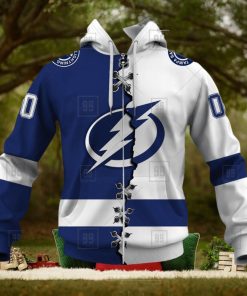 Personalized Nhl Tampa Bay Lightning Broken Mix Jersey Style Hoodie 3D