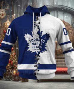 Personalized Nhl Toronto Maple Leafs Broken Mix Jersey Style Hoodie