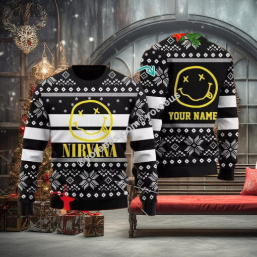 Personalized Nirvana Rock Band Ugly Xmas Sweater