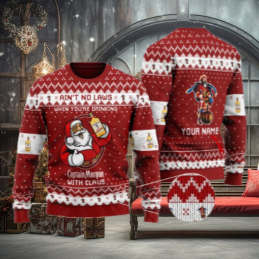 Personalized No Laws When Drinking Captain Morgan With Claus Ugly Sweater