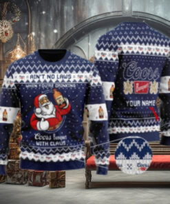 Personalized No Laws When Drinking Coors Banquet With Claus Ugly Sweater