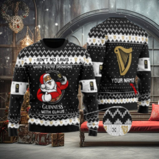 Personalized No Laws When Drinking Guinness Beer With Claus Ugly Sweater