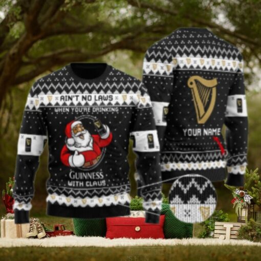 Personalized No Laws When Drinking Guinness Beer With Claus Ugly Sweater