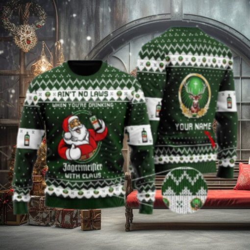 Personalized No Laws When Drinking Jagermeister With Claus Ugly Sweater