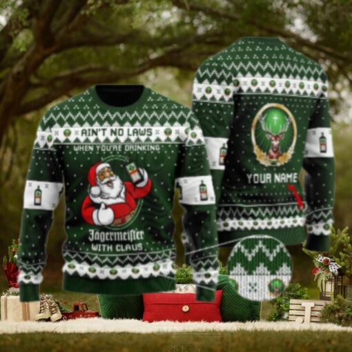Personalized No Laws When Drinking Jagermeister With Claus Ugly Sweater