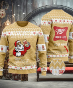 Personalized No Laws When Drinking Miller High Life With Claus Ugly Sweater