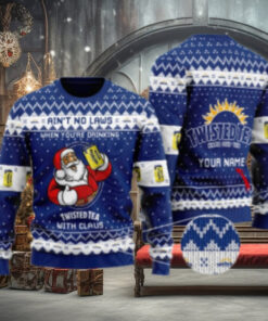 Personalized No Laws When Drinking Twisted Tea With Claus Ugly Sweater