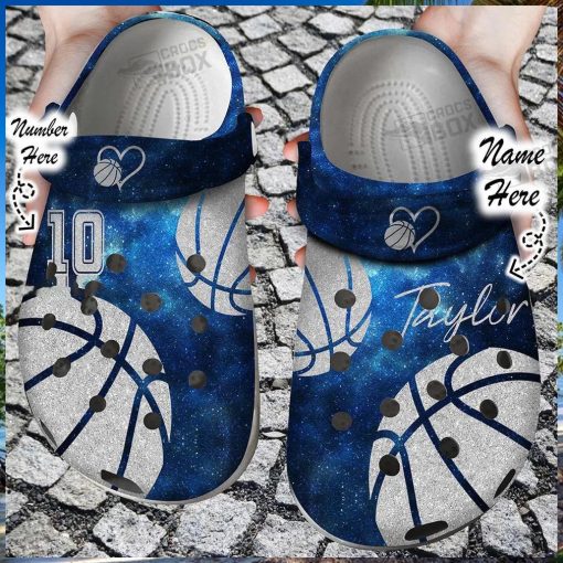 Personalized Number Love Basketball Blue Crocs