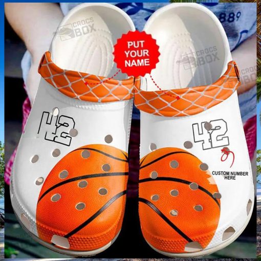 Personalized Number Lover White Basketball Crocs Shoes