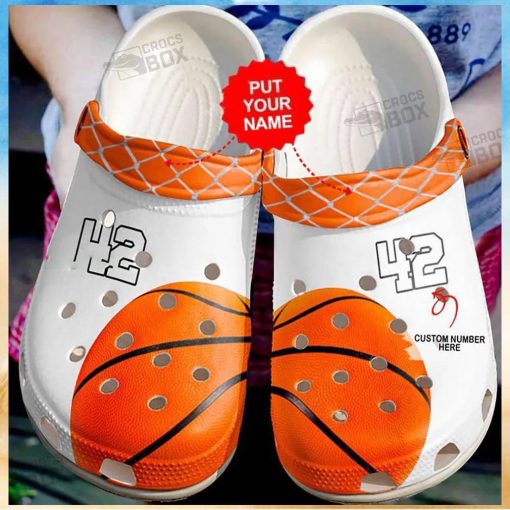 Personalized Number Lover White Basketball Crocs Shoes