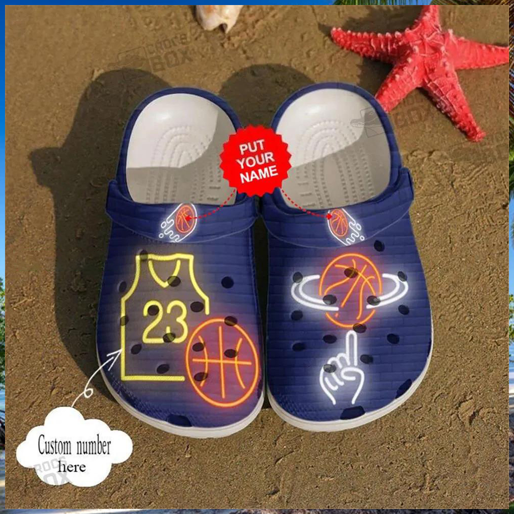Personalized Number Neon Basketball Crocs Personalized Number Neon Basketball Crocs
