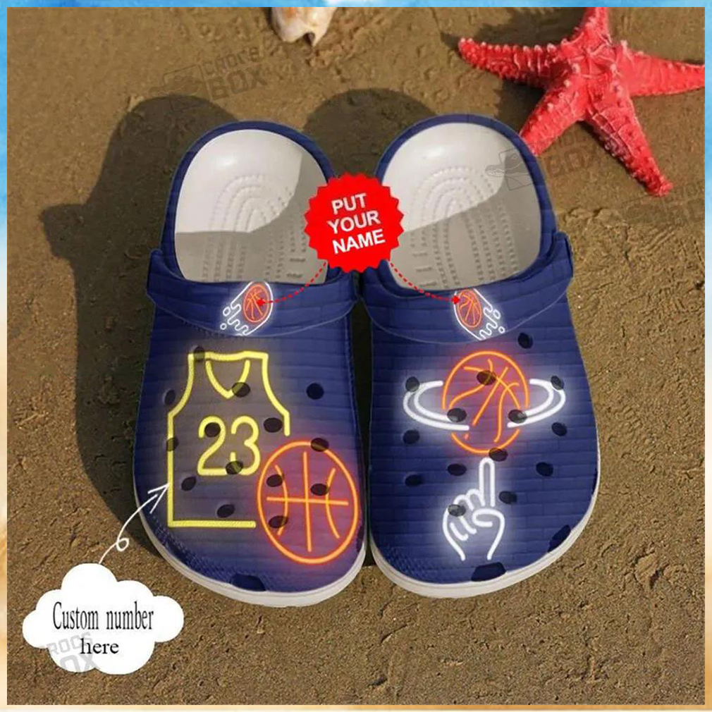 Personalized Number Neon Basketball Crocs Personalized Number Neon Basketball Crocs